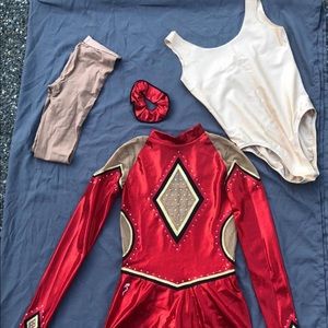 New Custom Rhythmic gymnastics suit with under leotard, tights, and scrunchy
